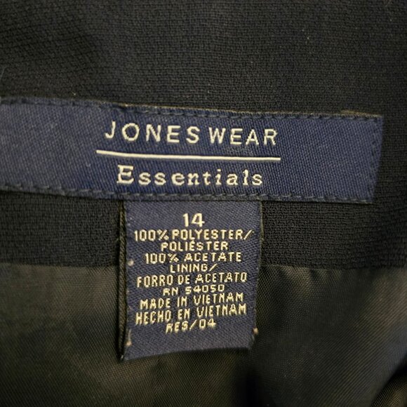 JONES WEAR ESSENTIALS DARK NAVY BLUE BLAZER SIZE 14 ONE BUTTON CLASSIC CAREER - Picture 7 of 7